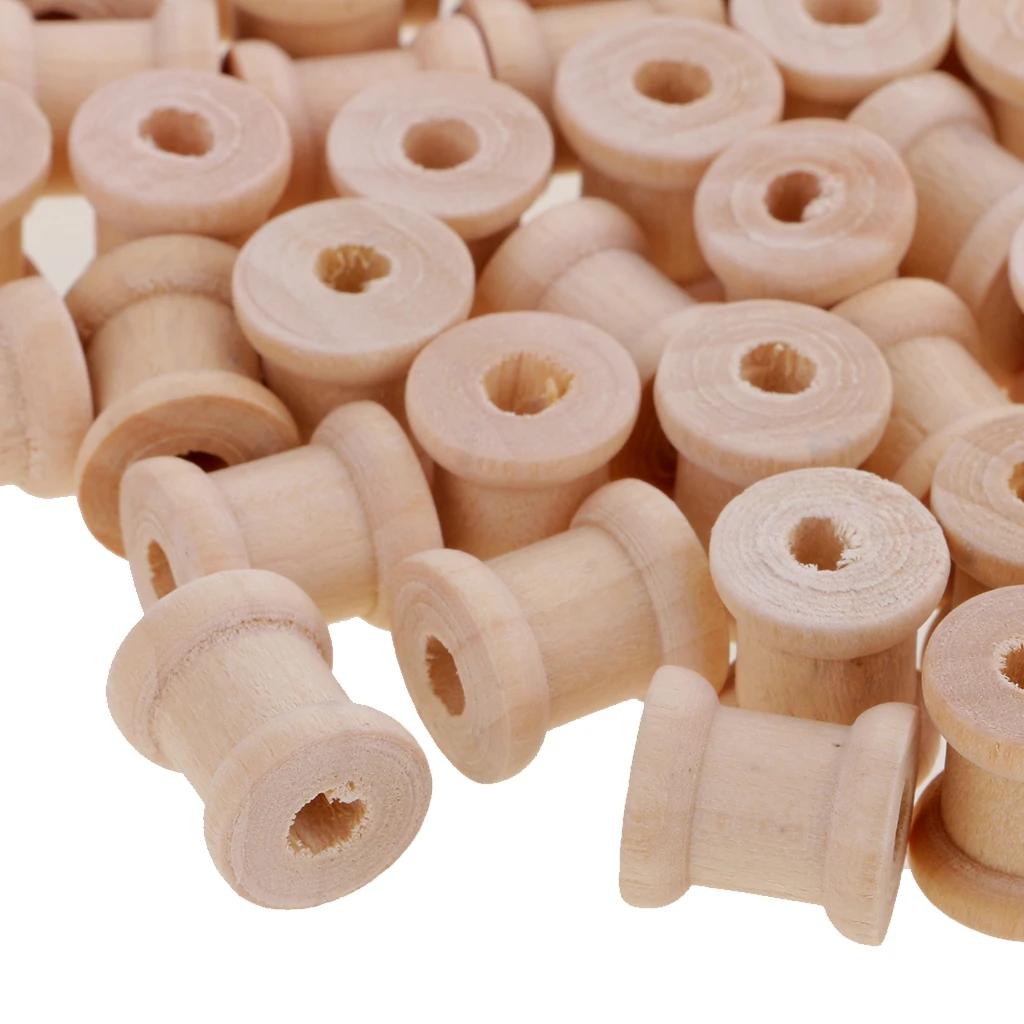 100Pcs Mini Sewing Tools Empty Spools For Thread String Ribbons 14mmx12mm