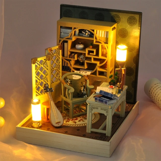 Dollhouse Miniature with Furniture, DIY Wooden Dollhouse Kit Plus Dust Proof , 1:24 Tiny House Building Kit，(Chinese Ancient） 4