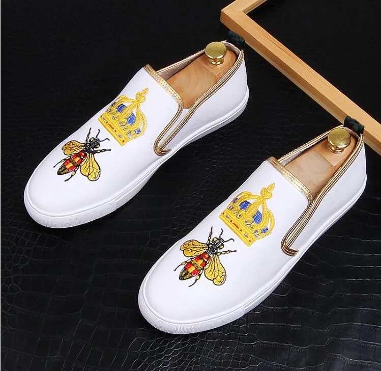 white2 Chaussures/мужская повседневная обувь; маленькие белые туфли на толстой подошве; обувь с вышитым принтом; брендовая дизайнерская Повседневная обувь; V73 - Цвет: white2