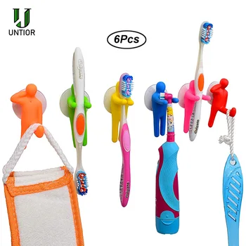 

UNTIOR 6PCS Colorful Toothbrush Holder Set for Kids Creative Gymnastics Shape Toothbrush Holder Bathroom Garage Office Kitchen