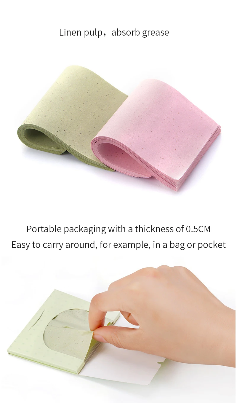 100pcs Tissue Paper Face Oil Blotting Papers Oil Absorbing Sheets Face Cleanser Acne Treatment Deep Cleansing Portable Face Pads