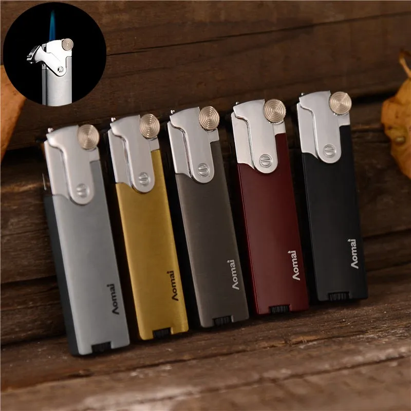 

Windproof Lighter Grinding Wheel Gas Lighter Portable Metal Lighters Small and thin Cigarette Cigar Butane Lighter 1300 C No Gas