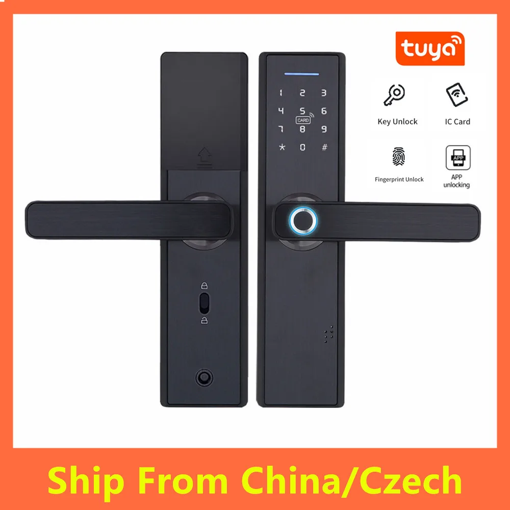Smart Door Lock Tuya APP Remote Unlock WiFi Fingerprint Door Lock Security Home Electronics For Iron /Wood Garage Door Lock