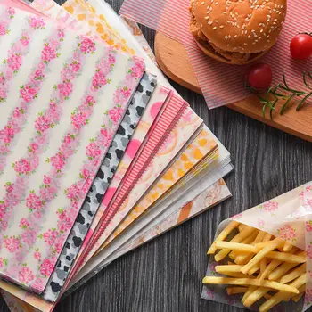 

50Pcs Wax Paper Disposable Food Wrapping Greaseproof Packaging Paper Sandwich Hamburger Wrapper Baking Packaging Paper
