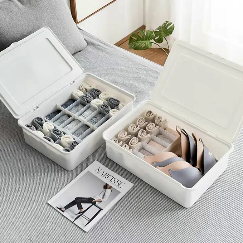 

Nordic Fashion Plastic With Cover Organizer Rectangular Modern Underwear Storage Box Design Rangement Mariage Decoration EC50SN