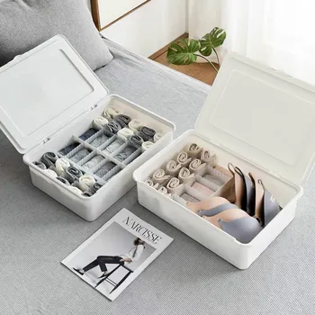 

Nordic Fashion Plastic With Cover Organizer Rectangular Modern Underwear Storage Box Design Rangement Mariage Decoration EC50SN