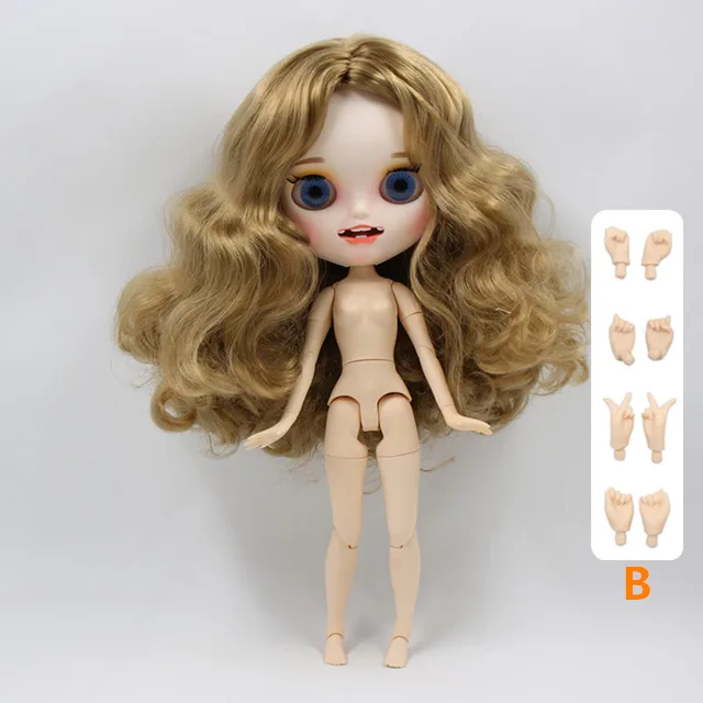 DOLL AND HAND B Ледяная фабрика 230BL9400 blyth кукла 1/6 bjd белая кожа 19 суставов тела длинные золотые вьющиеся волосы и улыбающееся Макияж Лицо 30 см девушка - Цвет: DOLL AND HAND B