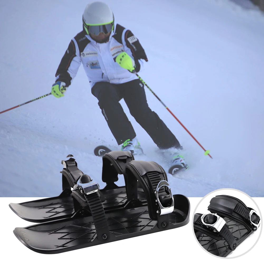 Mini Ski Skates Snowfeet Attach To Boots With Bindings One Size Fits All For Skier Adjustable Portable Skiing Shoes Snow Board