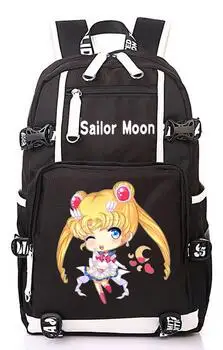 Anime Sailor Moon Cat USB Port Backpack School Bag Book Mochila Schoolbag Bag For School Boys Girls Student