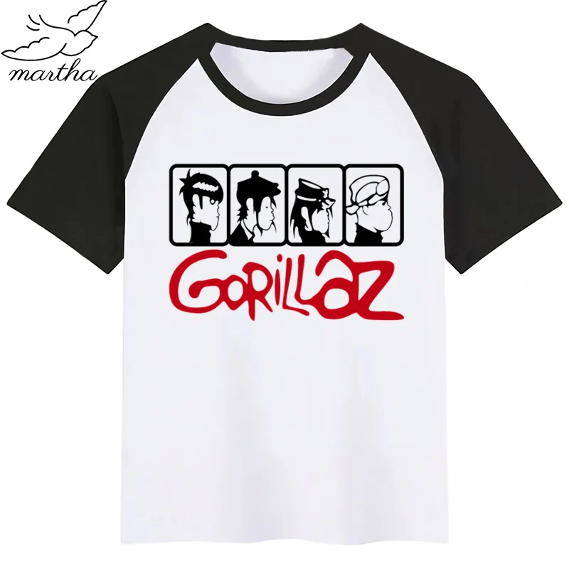 Gorillaz/детская футболка летние топы для девочек и мальчиков; повседневная детская футболка с короткими рукавами и рисунком; детская одежда