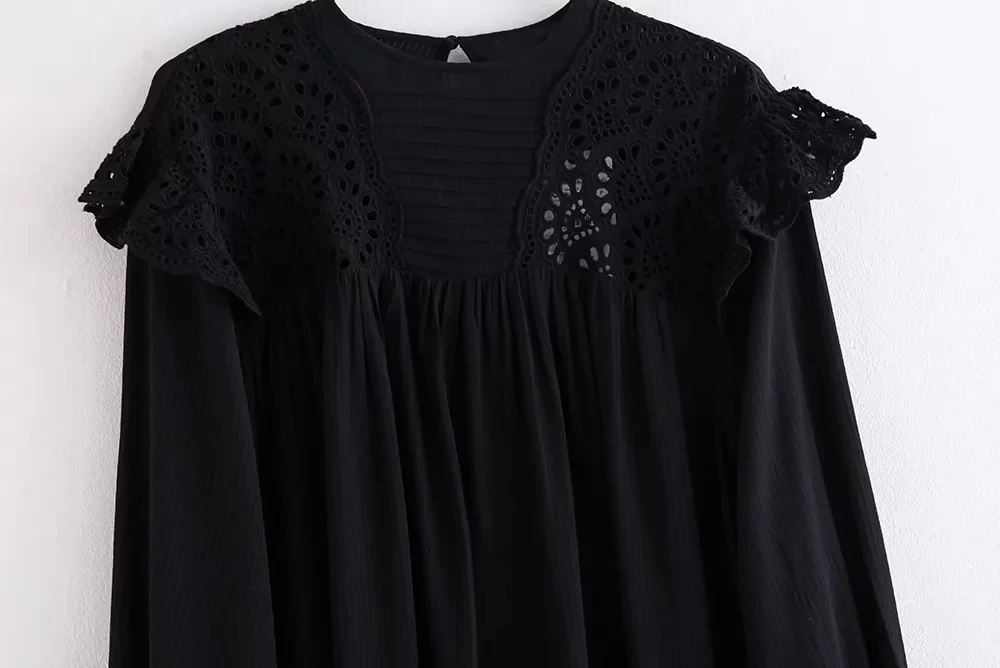 Withered new england elegant simple Lace splicing shirt women blusas mujer de moda shirt womens tops and tshirt plus size