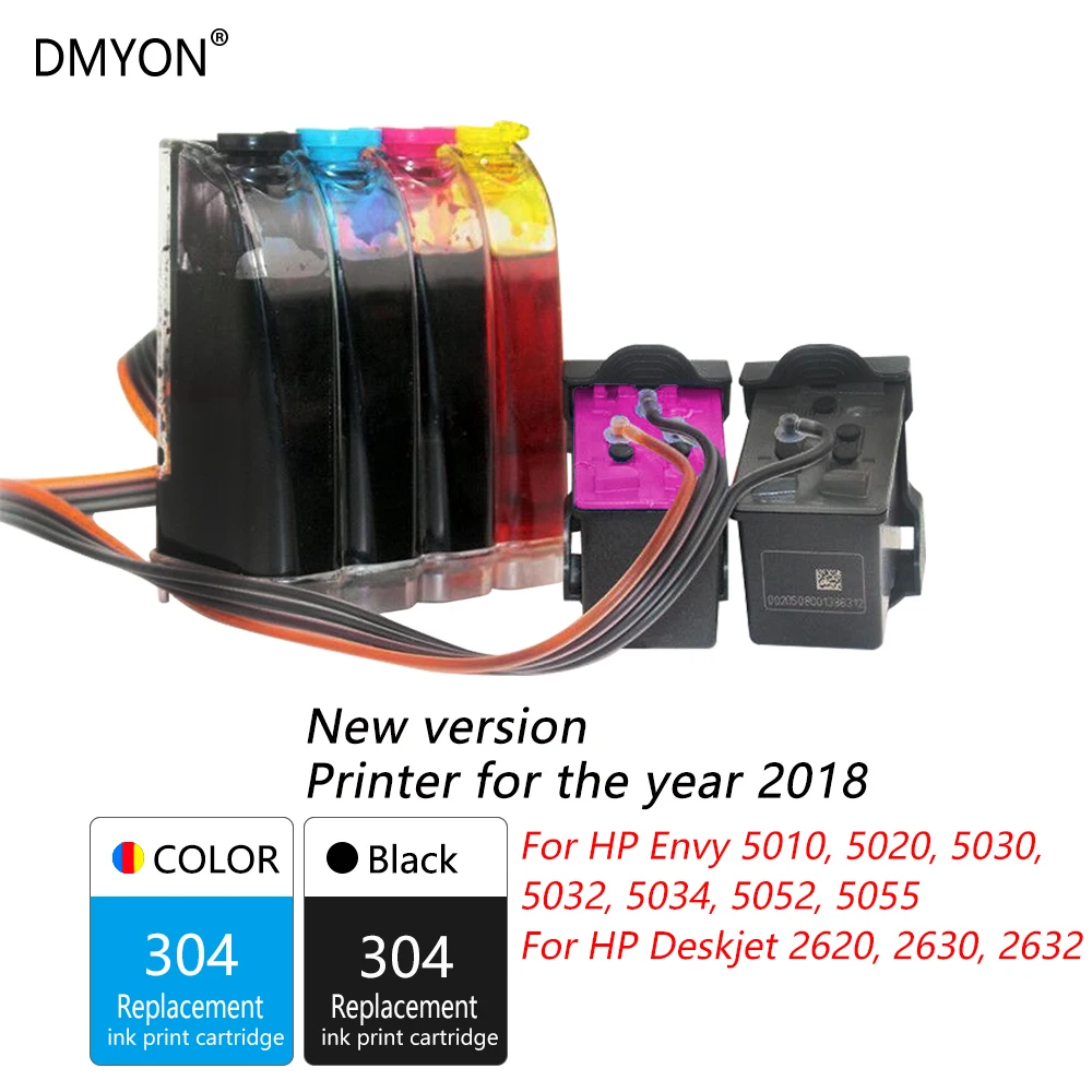 

DMYON 304 CISS Bulk Ink Compatible for Hp 304 for Envy 5010 5020 5030 5032 5034 5052 5055 2620 2630 2632 Printers