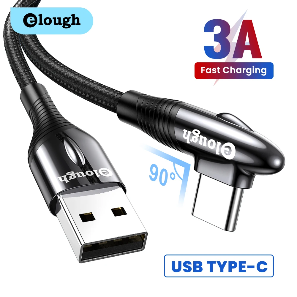 Кабель зарядный Elough USB Type-C 90 градусов с поддержкой быстрой зарядки | Мобильные