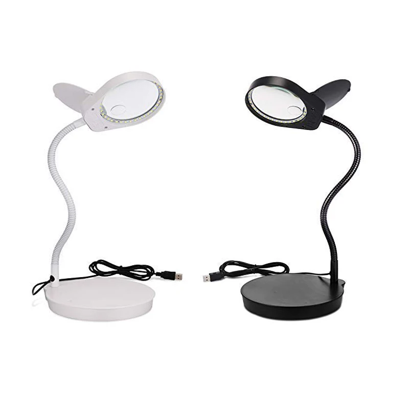 2 In 1 Desktop Magnifier Led Desk Lamp With 5x Lens Bright Light Tool  Repair Tools Magnifiers Loupe Magnifying Glass - Magnifiers - AliExpress