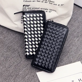 

DOLOVE New Korean Version of The Woven Wallet Explosion Trend Trend Long Wallet Single Zipper Hand Coin Purse Women Phone Bag
