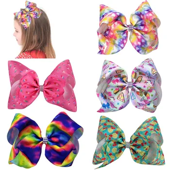 

free shipping 20pcs 8inch summer lemon big hair bows ice cream handmade boutique hair bow with alligator clip jojo big large gir