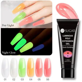 

6PCS Nail Poly Nail Gel Halloween Nail Extension Gel Set 15ML Neon Luminous Nail Polish Fluorescent UV LED Nail Art Set