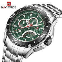 

NAVIFORCE Men Luxury Stainless Steel Waterproof Watch Man Fashion Sport Wristwatch Quartz Multi-Function Clock Relogio Masculino