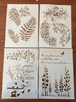

4pcs / set A4 Plant leaf flower Stencils Painting Coloring Embossing Scrapbook Album Decorative Template