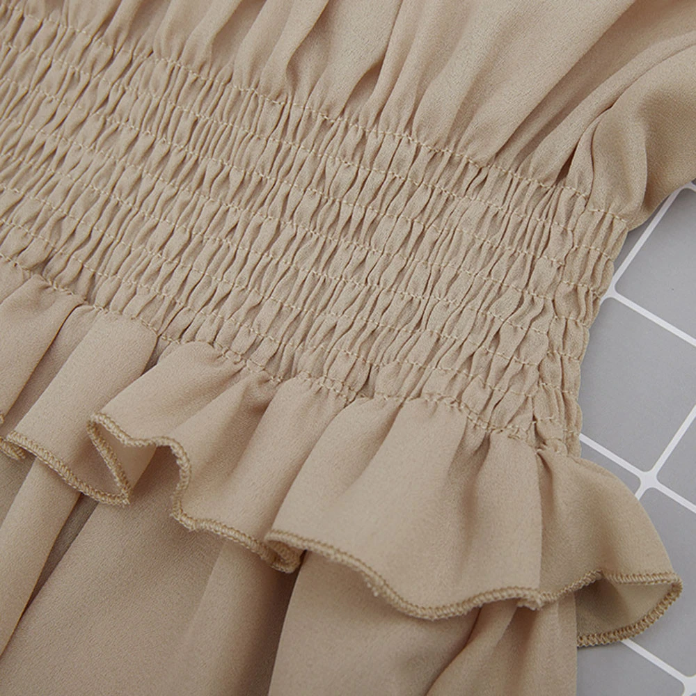 Women Fall Long Sleeve Dress Elegant Party Female Chiffon Dress O Neck Solid Pleated Casual Office Winter Vestidos Mujer 807