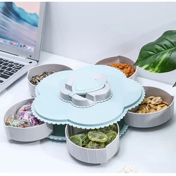 

Plastic Food Candy Snack Container Case Holder Flower-shaped Storage Box Organizer Food Storage Tray Rotatable Box Case