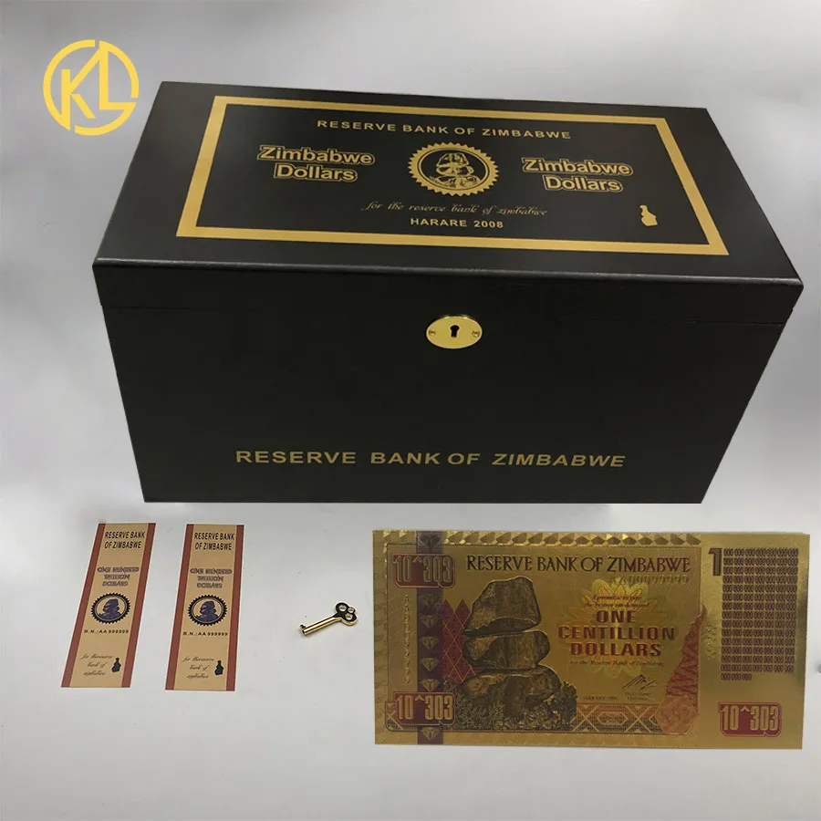 centillion1300 pcs 1-5 коробок,, пять восьмиугольных долларов, банкноты, золото 24 K, банкноты с сертификатами в деревянной коробке - Цвет: centillion1300 pcs
