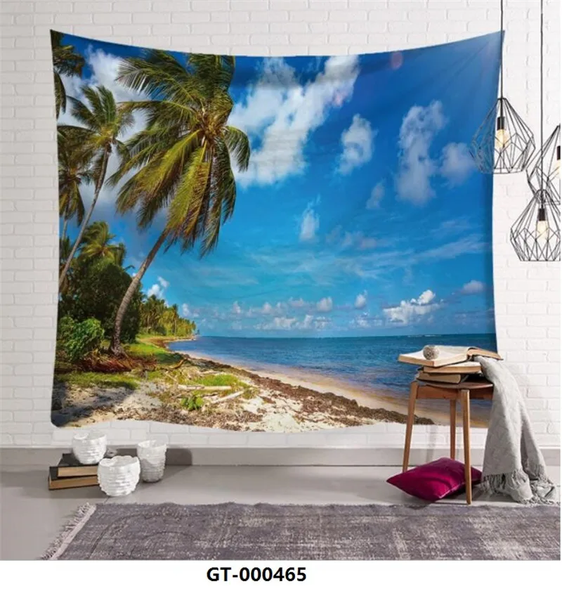 

95x73cm Seaside scenery Tapestries Home Furnishing Bohemian Tapestry Wall Hanging Sandy Beach Picnic Rug Blanket Camping Tent