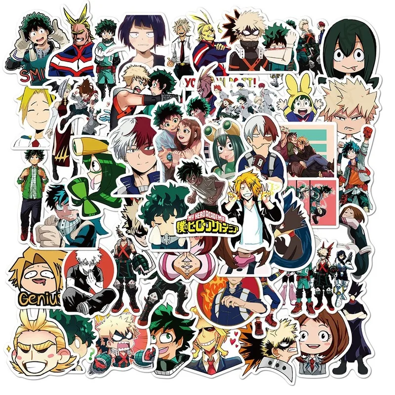 10/50 Uds mi héroe Academia pegatinas maleta portátil monopatín Izuku Midoriya podría Boku No Hero Academia Personaje de Anime calcomanías