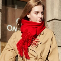 Winter Pure Long Cashmere Scarf Women Luxury Brand Real Cashmere Scarf Warm Thick Soft Solid Shawl Ladies Wrap - Image 2