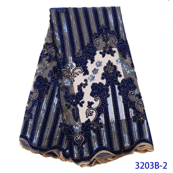 

Fashion High Quality Velevt Fabric Sequins Lace Fabrics For Bridal Material Lace African Fabric Nigerian Mesh Net Lace GD3203B-2