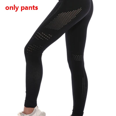 Black Pants Женский комплект для спортзала, йоги, бесшовная одежда для тренировок, спортивная одежда, леггинсы для фитнеса и укороченные рубашки, спортивный костюм, спортивный костюм с длинным рукавом - Цвет: Black Pants
