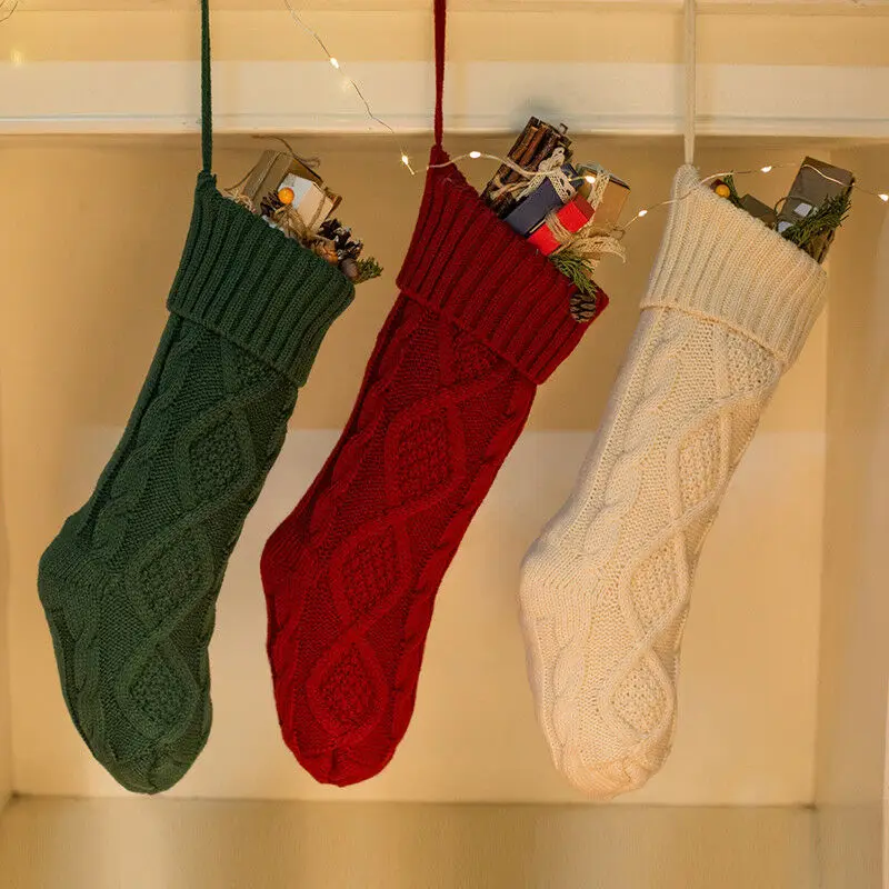 2020 New Festive or Party Supplies Christmas Holiday Knitted Stocking Hanging Crochet Stock Tree Ornament Decor | Дом и сад