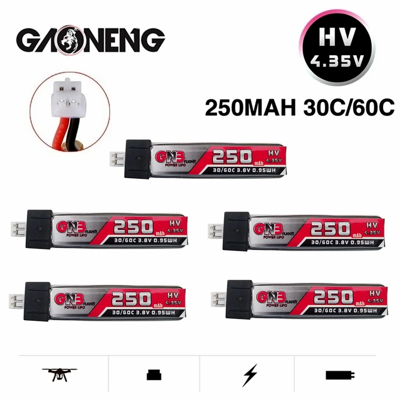 

1/2/3/5/10 шт GNB HV Lipo батарея 1S 250mAh 3,8 V/4,35 V 30C/60C для QX65 Blade Nano QX CPX MSR Inductrix FPV Tiny7 Beta65S Drone