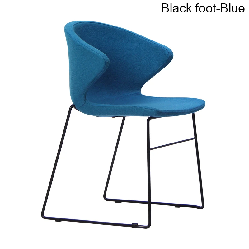 Black foot-Blue Современный тканевый подлокотником кухонный стул ресторан подходит для обеденного стула Ресторан домашняя спальня бизнес домашний стул из кованого железа - Цвет: Black foot-Blue