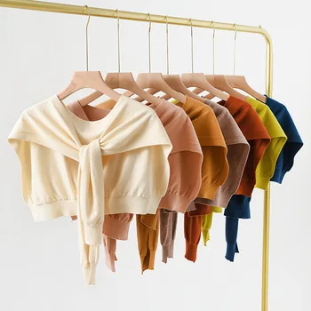 

Early autumn new solid color net red knitted shawl female decoration knotted scarf air-conditioned room warm shawl scarf