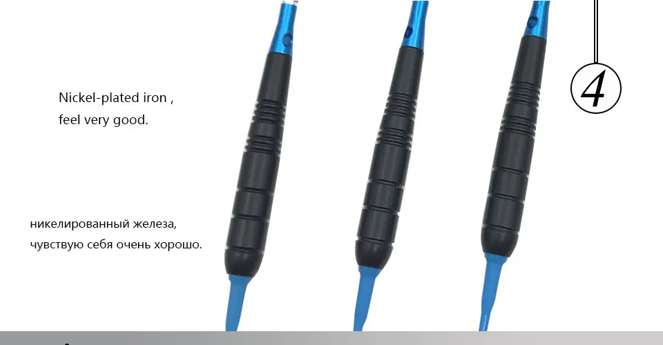 Easytoday 3Pcsset Darts Electronic Professional Competition Supplies Blue Soft Tip Metal Barrel Aluminum Darts Shafts Flights (4)