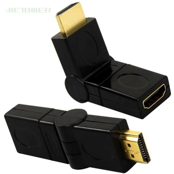 

100pcs/lot HDMI Cable Adapter Converters HDMI 1.4 Angled Type HDMI Male to Female 90 180 360 Degree Rotating Adapter