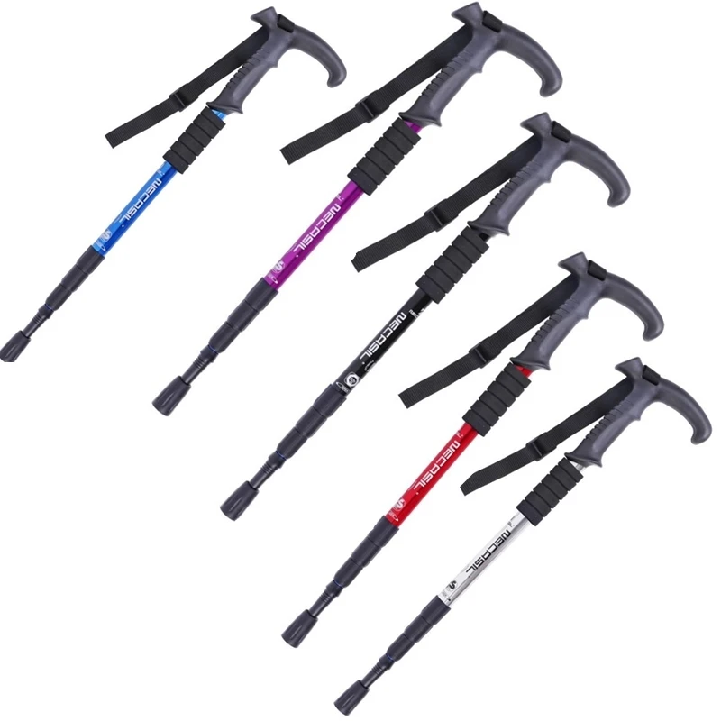 Folding Trekking Pole 4 Section Anti Shock Adjustable Telescopic Canes Stick 50-110cm Nordic Walking Hiking Camping Stick