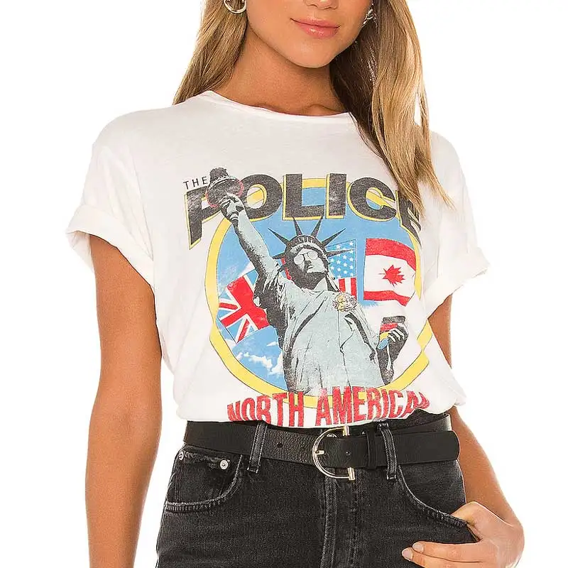 Винтажная вдохновленная графическая футболка the Police 1983 tour женская с коротким
