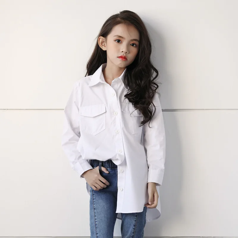 girls white button down shirt