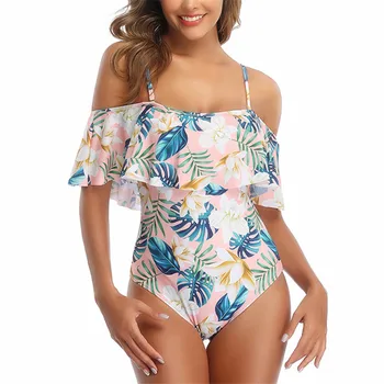 

Ruffle Swimsuit One Piece Bathing Suit for Women Plus Size Swimwear Floral Print 2020 Womens Beachwear Swimming Large XL XXL