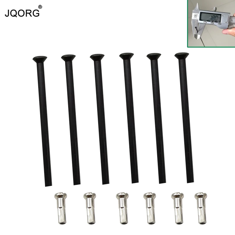 16 Pieces A Lot 15 Gauge Diameter 1.8mm Spokes Black Color 304 Stainless Steel Straight Pull Mountain Bike Spokes With Caps