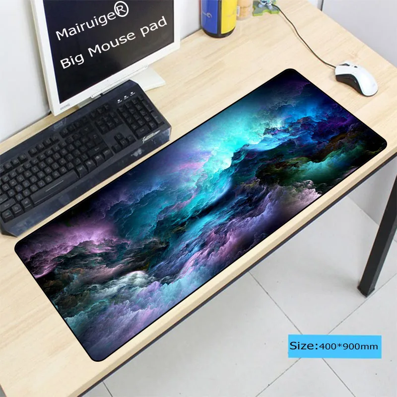  Large Gaming Mouse pad Blue Purple Cloud Space Waterproof Extended Lock Edge Computer Desk Notbook 
