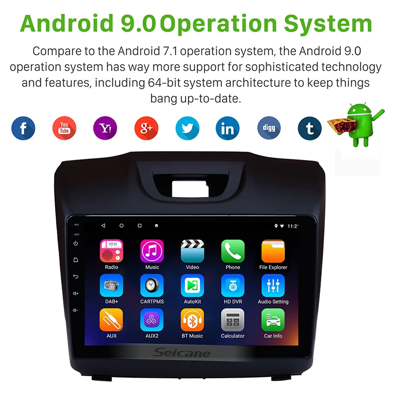 Sale Seicane 9 inch  Android 9.0 for Chevy Chevrolet S10 2015-2018 ISUZU D-Max Car Radio GPS navigation Player Support Rear camera 2