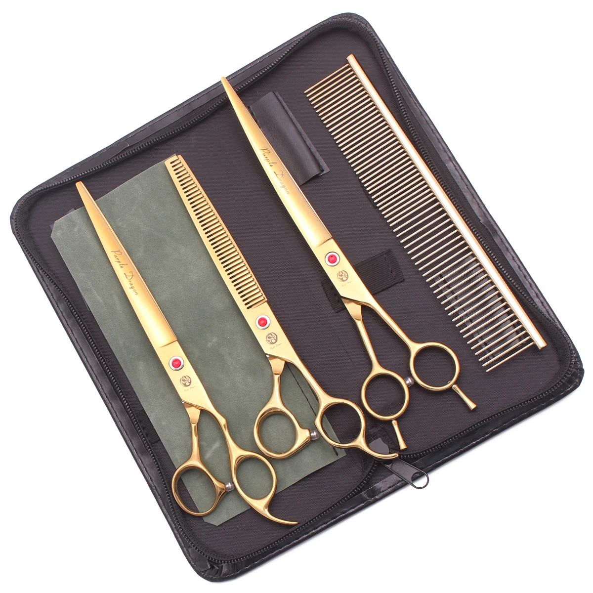 Dog Grooming Scissors Pink 7.5" 8" Pet Hairdressing Scissors Japan Stainless Dog Curved Thinning Shears Chunker Z3005