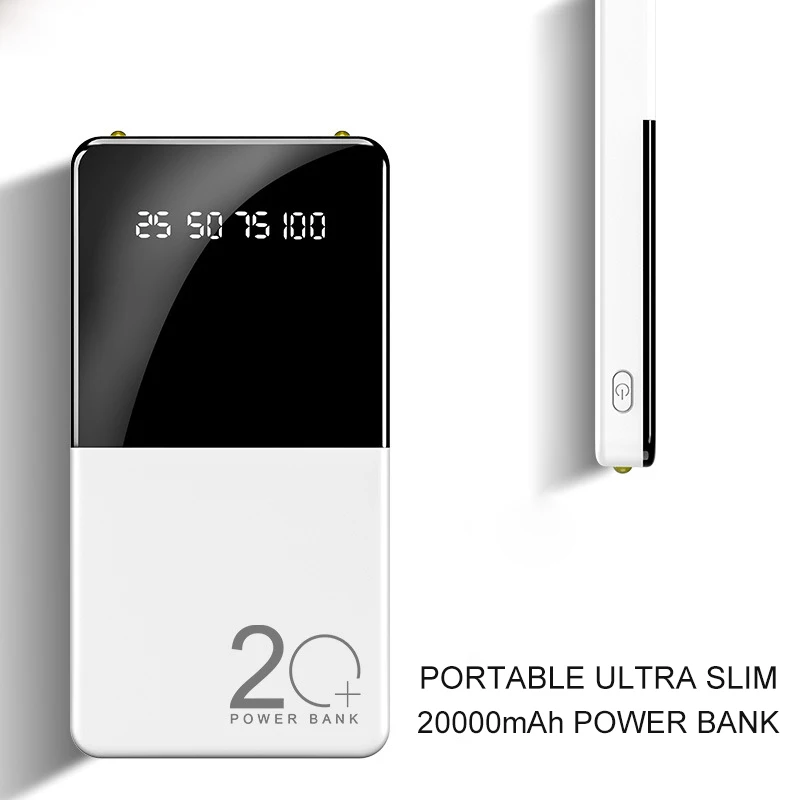 

20000mAh Ultra Slim Power Bank Portable Digital display External Phone Battery Poverbank For iPhone Huawei Xiaomi Powerbank