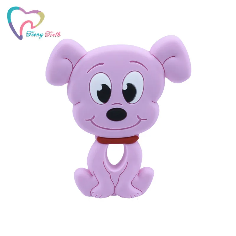 10 шт. детский Прорезыватель пищевой силиконовый щенок мультфильм собака жевательный Прорезыватель мягкие детские зубные кольца для детей игрушки-брелоки для новорожденных - Цвет: Pink