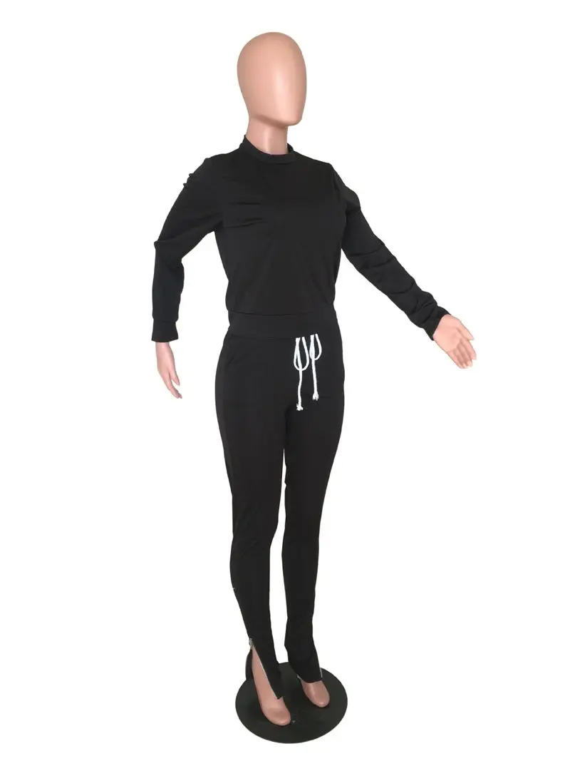 Zooefffbb/женский комплект 2 шт. спортивный костюм; осенне-зимняя одежда; топ с длинными рукавами и брюки; спортивные костюмы; комплекты из двух предметов