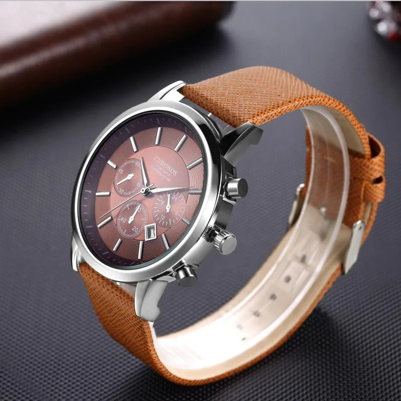 Мужские часы CHRONOS мужские спортивные Топ бренд Роскошные с календарем кварцевые