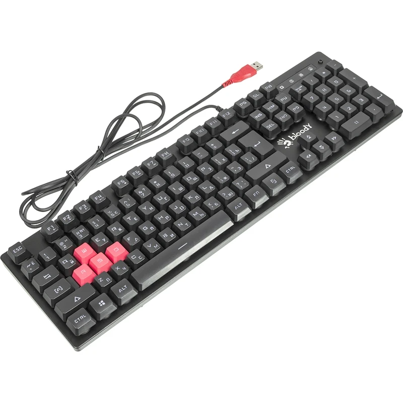 Клавиатура A4 Bloody B160N черный USB for gamer LED